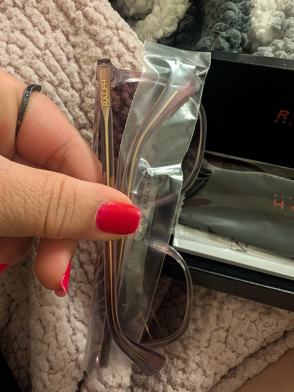 Ralph Lauren Shiny Striped Purple Sunglasses
